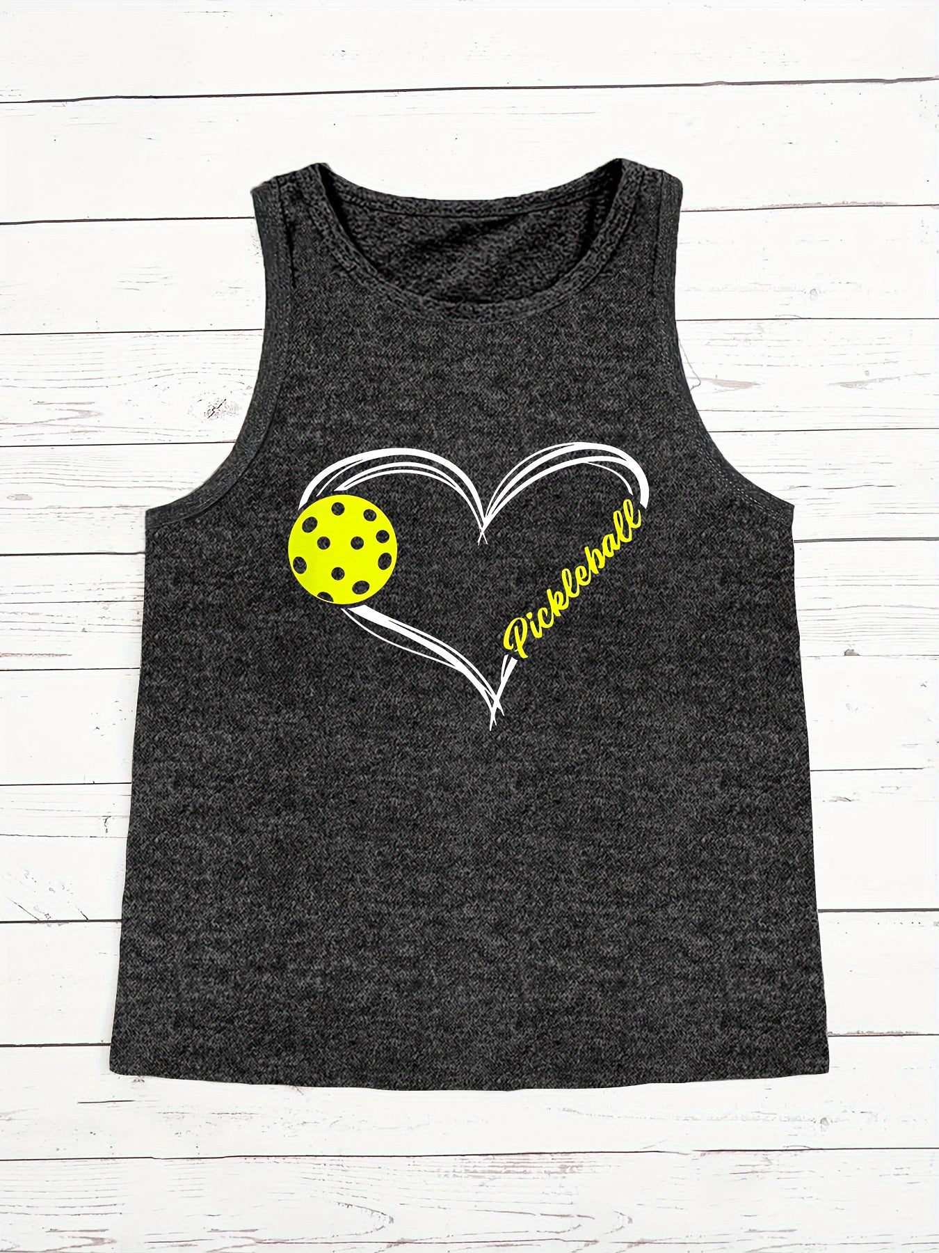 Pickleball Love Heart Print - Women Tank Top for Summer